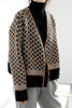 Diamond Loose Retro Contrasting Color Cardigan