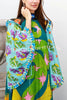 Living Drama Unique Print Contrast Ruffle Trim Bell Sleeve Loose Maxi Dress