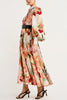 Life¡¯s Romantic Moments Court Floral Print Balloon Sleeve Shirt Midi Dress