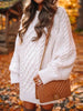 Leisure Long Sleeves Crochet Jacquard Round-Neck Sweater Mini Dresses