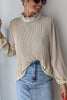 Rooney Pleated Petal Turtleneck Long Sleeve Relaxed Blouse