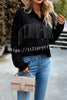 Solid Color Single Breasted Fringed Long Sleeve Shirt