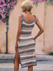 DESERT SUNSETS KNIT STRIPE MIDI DRESS - BLUE