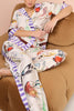 Kielan Satin Contrast Fun Print Elastic Waist Pocketed Wide Leg Pants