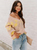 Fashion Contrast Color V-neck Long Sleeve Casual Loose Sweater