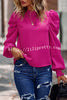 Puff Sleeve Solid Color Temperament Commuter Pleated Shirt