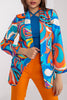 Multicolor Graphic Print Lapel Long Sleeve Blazer