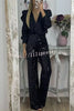 Glitzy Glamour Sequin High Rise Elastic Waist Wide Leg Pants