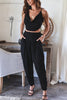 Cowl Neck Open Back Top Pleated Pants Suit