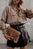 Round Neck Tie Pocket Oversized Shirt