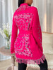Fashion Loose Floral Printed Tasseled Crochet Cardigan Coats