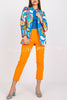Multicolor Graphic Print Lapel Long Sleeve Blazer