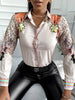 Stylish Long Sleeves Retro Floral Printed Lapel Collar Blouses&Shirts Tops