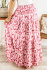 Floral Print Drawstring Maxi Skirts