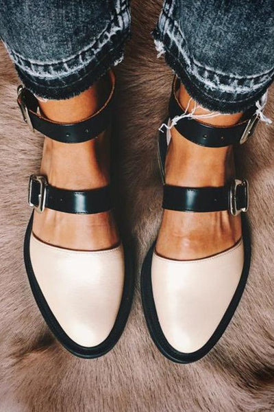 Buckle color block sandals top