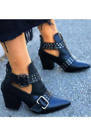 Rivet Buckle Pointed Lintin Martin Boots