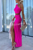 Dreamy One Shoulder Slit Asymmetrical Maxi Dress