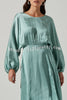 Best Wedding Guest Satin Dolman Sleeve Slit Midi Dress