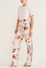 Kielan Satin Contrast Fun Print Elastic Waist Pocketed Wide Leg Pants