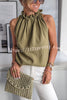 Whitney Cotton Blend Halter Tie Neck Tank Top