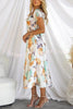 Choose You Satin Floral Print Puff Sleeve Midi Dress