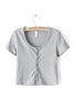 Button O Neck Short Sleeve T Shirt