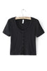 Button O Neck Short Sleeve T Shirt