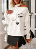 Bohemia Abstract Printed Asymmetric Hollow Round-Neck T-Shirts Tops