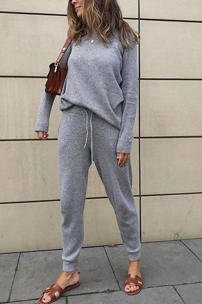 Boat Neck Long Sleeve Pants Sets