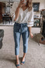 Pockets Belted Straight-leg Pants