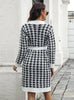 CARDIGAN HOUNDSTOOTH SINGLE-BREASTED KNITTED DRESS