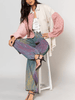 CHECK COTTON FRAYED DENIM SHACKET - PINK