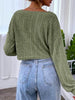 Leisure Long Sleeves Jacquard Solid Color V-Neck Short T-Shirts Tops