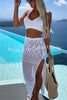 Merissa Knit Halter Tank and Hollow Out Drawstring Elastic Waist Slit Skirt Set