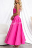 Ruisa Cotton Blend One Shouder Cutout Asymmetrical High Low Maxi Dress
