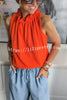 Whitney Cotton Blend Halter Tie Neck Tank Top