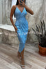Party Seeker Sequin Pocketed Drape Slit Midi Dress