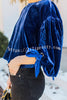 She's Worth It Velvet Backless Bow Knotted Puff Sleeve Top