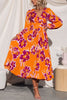 Feeling Loved Floral Print Back Cutout Pleated Midi Dress