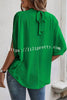 Printed Slit Dolman Sleeve Tie Shirt