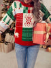 Festival Floral Printed Crochet Round-Neck Christmas Sweater Tops