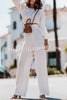 Off Shoulder Casual Top High Waist Straight Leg Pants Set