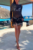 Beautiful Long Sleeved Pullover Fringed Mesh Cover Up