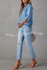 Krissy Denim Pocketed Button Down Relaxed Blouse