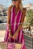Pretty In Pink Ethnic Print Relaxed Vacation Midi Dress