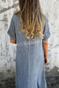 Bayside Bliss Linen Blend Short Sleeve Pleated Loose Midi Dress