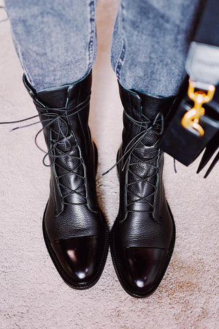 Round Toe Lace Up Martin Boots