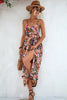 Harvest Sunshine Floral Backless Slit Midi Dress