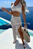 Merissa Knit Halter Tank and Hollow Out Drawstring Elastic Waist Slit Skirt Set