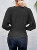 Simple Long Sleeves Hollow Lacy Solid Color V-Neck Sweater Tops